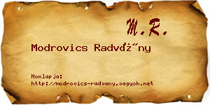 Modrovics Radvány névjegykártya